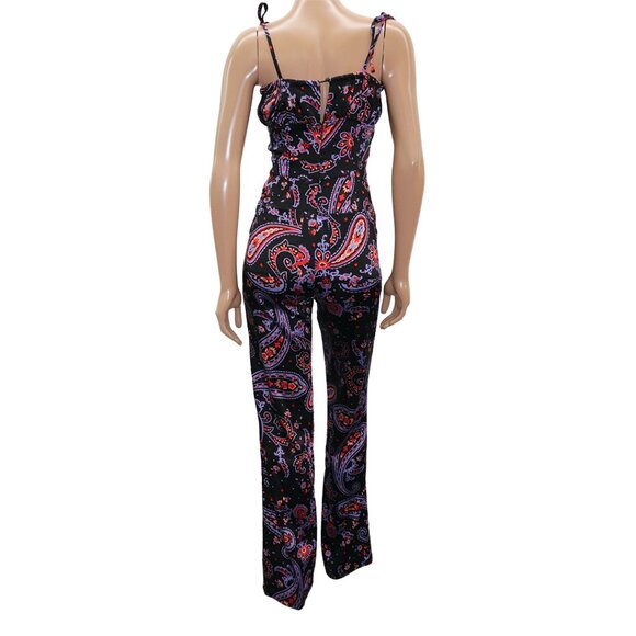 WeWoreWhat Danielle Bernstein Black Multi Paisley Satin Jumpsuit 4 - Picture 6 of 6